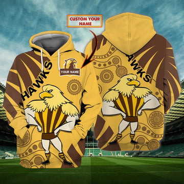 FUNSTUFFPRINT Hawthorn Hawks 2 - Personalized Name 3D Hoodie and Zip Hoodie