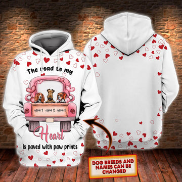 FUNSTUFFPRINT Personalized the road to my heart is paved with paw prints 3D Hoodie and Zip Hoodie