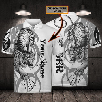 FUNSTUFFPRINT Tiger - Personalized Name 3D Polo Shirt For Tiger Lover Polo Shirt Size S-5XL