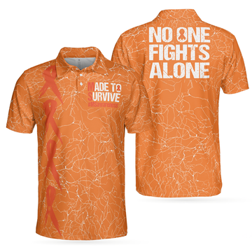 No One Fights Alone MS Awareness Polo Shirt, Multiple Sclerosis Awareness Ribbon Polo Shirt, MS Awareness Shirt For Men