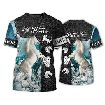 FUNSTUFFPRINT 3D Full Print Love Horse T-Shirt, Cool T-Shirt For Horse Lovers, Horse Shirt, Horse Gift 3D T-shirt