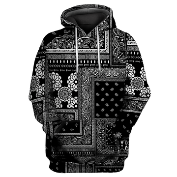 FUNSTUFFPRINT Paisley Bandana Vibe with Black White tone Street Style 3D Hoodie and Zip Hoodie