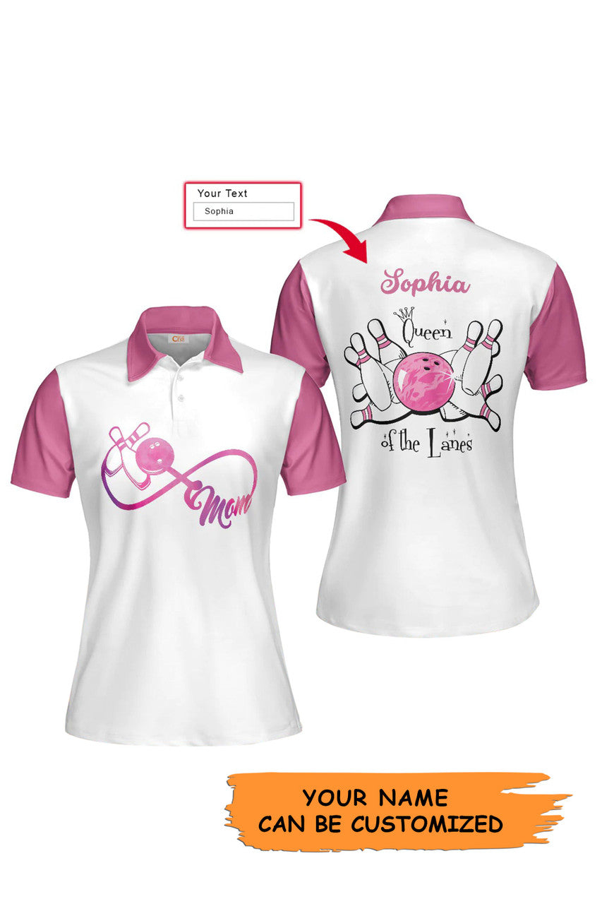 Custom Personalized Mom Bowling Women Polo Shirt, Queen Of The Lanes Custom Short Sleeve Shirt For Female