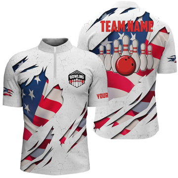 Custom Personalized Patriotic Bowling Jersey For Team Gift for Bowling Jersey
