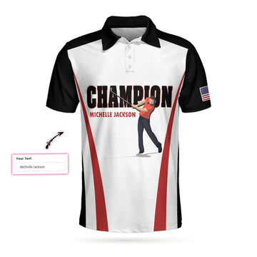 Custom Personalized Red And White American Flag Custom Polo Shirt, Champion Golfer Polo Shirt, Best Golf Shirt For Men