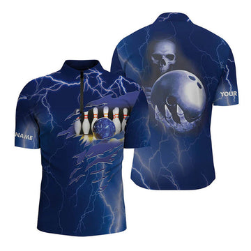 Custom Personalized Skull Bowling Jersey Men Women Gift for Bowling Lovers