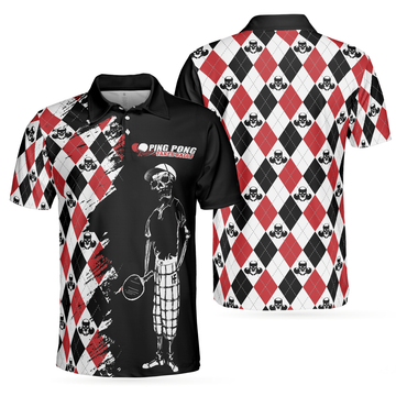 Ping Pong Takes Balls Table Tennis Polo Shirt, Argyle Pattern Ping Pong Player Polo Shirt, Ping Pong Shirt For Men