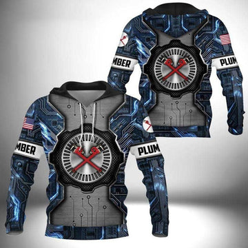 FUNSTUFFPRINT Plumbing Shirt Plumber Technology 3D Hoodie and Zip Hoodie