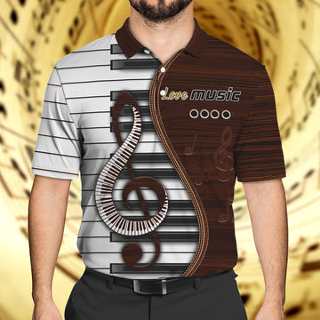 FUNSTUFFPRINT Piano, 3D Polo Shirt Size S-5XL