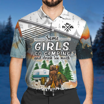 FUNSTUFFPRINT Camping Polo Shirt Size S-5XL