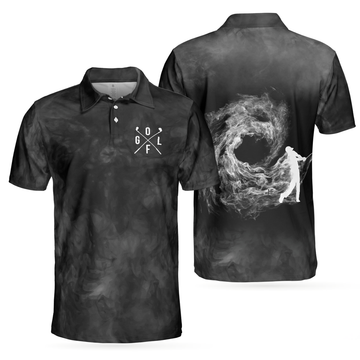 Premium Smoke Background Golf Polo Shirt, Black Smoke Golfer Polo Shirt, Best Golf Shirt For Men