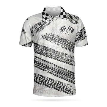 Race It Break It Fix It Short Sleeve Polo Shirt, Black And White Bike Tires Polo Shirt, Best Racing Shirt For Men
