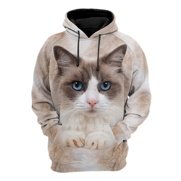 FUNSTUFFPRINT Ragdoll Cat face hair premium 3D Hoodie and Zip Hoodie