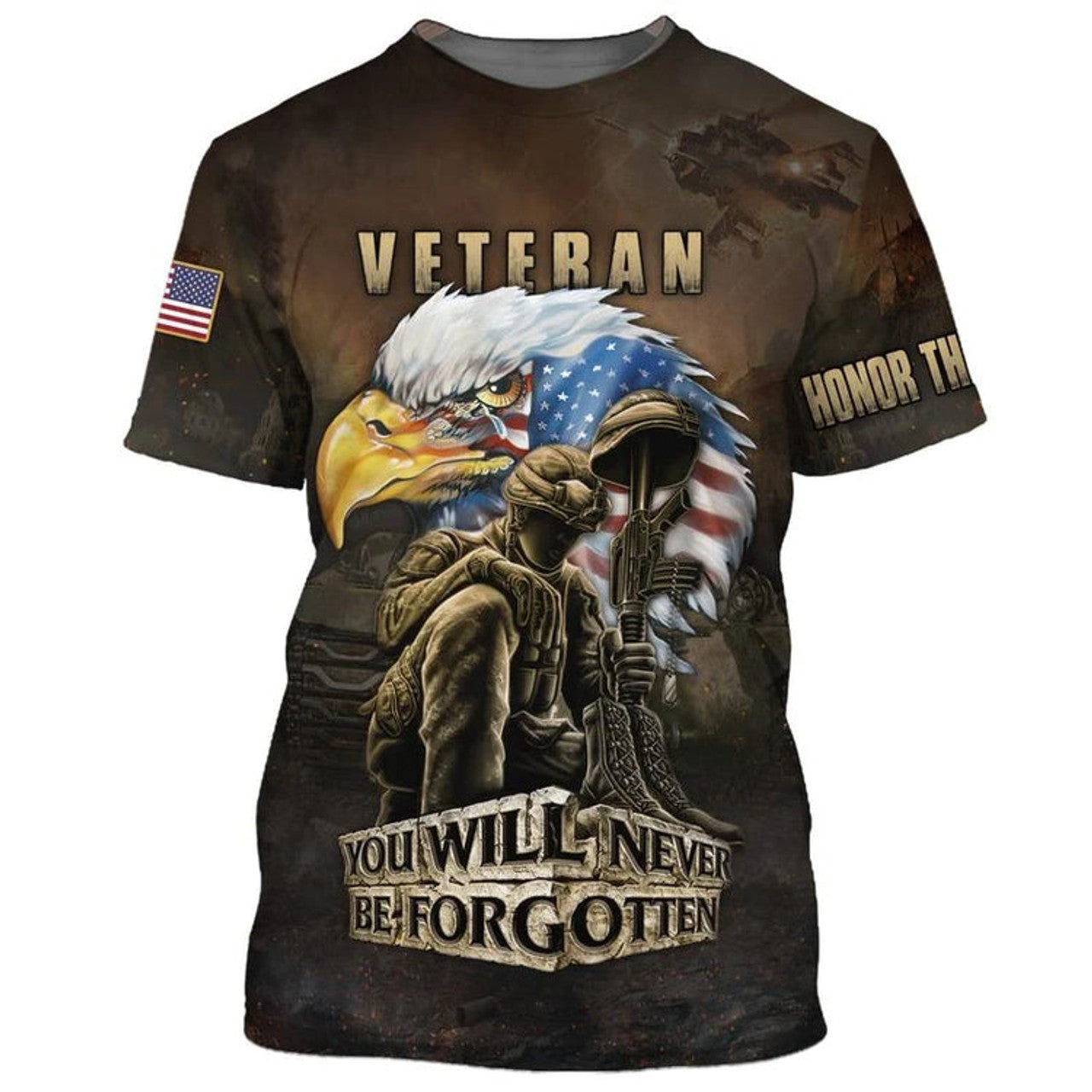 Soldier Remember The Days Veteran American Eagle 3D Print Polyester Hawaiian Aloha Shirts