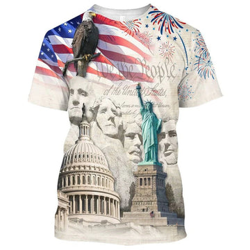 Happy Independence Day 3D T-Shirt, We The People Of The United States Tee