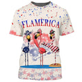 3D All Over Print Flamerica 4Th Of July Tee Shirt, Flamingo Independence'S Day Hawaii Shirt, Patriotic Gifts, Flamingo Clothing