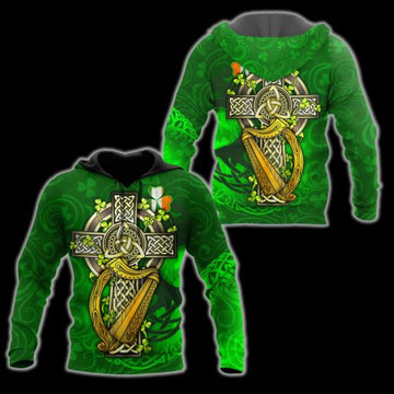 FUNSTUFFPRINT Irish 3D All Over Hoodie Irish Cross Harp 3D Hoodie and Zip Hoodie