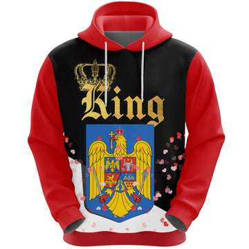 FUNSTUFFPRINT Romania King Valentine 3D Hoodie and Zip Hoodie