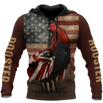 FUNSTUFFPRINT Rooster Brown Best 3D Hoodie and Zip Hoodie