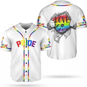 Custom Personalized LGBT Pride Baseball Jersey Pride Hand LGBT Flag Jersey Rainbow Les