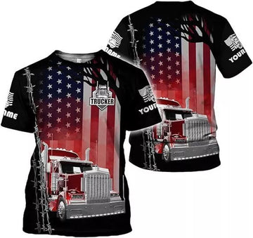 Custom Trucker Shirts for Men 3D, Unisex American Trucker T-Shirt for Driver
