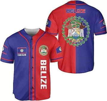 Custom Personalized Belize Baseball Jersey Shirt, Belizean Flag Jersey, Belizean Pride