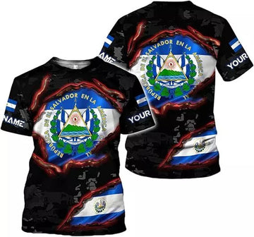 Custom El Salvador Shirt 3D, El Salvador Flag Shirt for Men Women, El Salvador T-Shirt