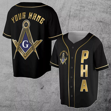 Custom Name Logde Name Number Masonic Lodge, PHA Freemasonry 3D Baseball Jersey