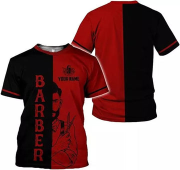 Custom Personalized Barber Shop 3D T-Shirt Polo Tools Stylist Barbershop Barber Shirt