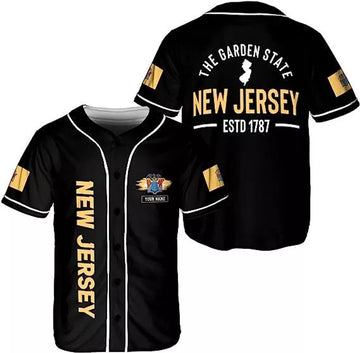 Custom Name New Jersey Baseball Jersey Shirts NJ New Jersey State