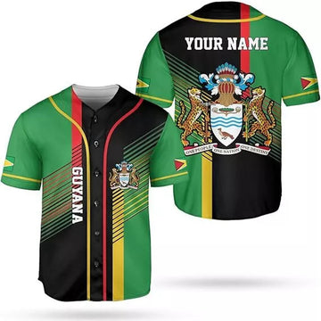 Custom Guyana Shirts Guyana Pride Baseball Jersey Guyanese Guyana Flag Jersey Shirt for