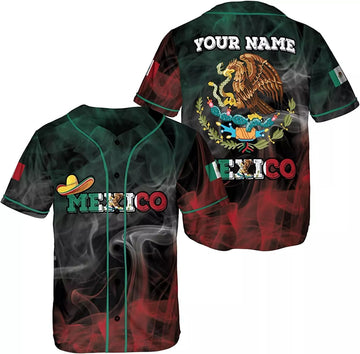 Custom Personalization Mexico Mexican Eagle AOP Baseball Jersey Unisex XS-5XL Mexico B