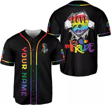Custom Name LGBT Pride Baseball Jersey Pride Hand LGBT Flag Jersey Rainbow Les