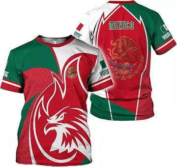 Custom Mexico Shirts for Men Mexican Shirts 3D Mexican Flag T-Shirt Mexico