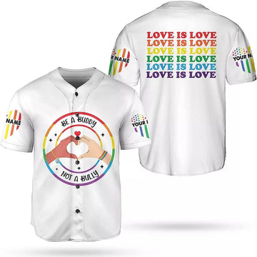 Custom Personalized LGBT Pride Baseball Jersey, Pride Hand LGBT Flag Jersey Rainbow Les