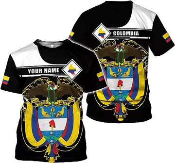 Custom Personalized Colombia Shirt 3D, Custom Colombia Flag Shirts for Men Women