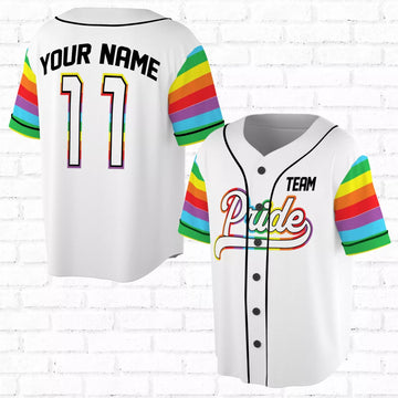 Custom Baseball Tee LGBT Pride Personalized Name and Number 3D Baseball Jersey