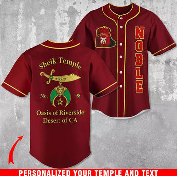 Custom Personalized Shriners Temple 3D All Over Print Baseball Jersey Shirt Size S-5XL