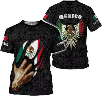 Custom Mexico Shirts for Men Mexican Shirts 3D Mexican Flag T-Shirt Mexico Flag T-Shirt