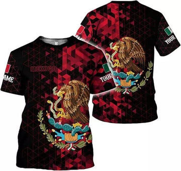 Custom Mexico Shirts for Men Mexican Shirts 3D Mexican Flag T-Shirt Mexico Flag