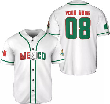 Custom Personalized Mexico Baseball Jersey, Mexican Baseball Jersey for Men Women