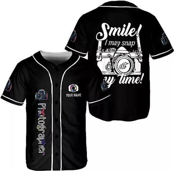 Custom Personalized Photography Jersey Shirts Photographer Baseball Jersey Shirt