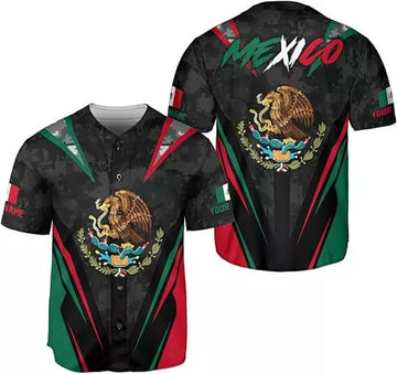 Custom Mexico Flag Baseball Jersey Soccer Shirt Men Women Mexican Jersey