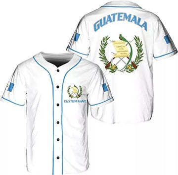 Custom Name Guatemala Baseball Jersey Shirt Guatemalan Pride 3D Shirts Gif