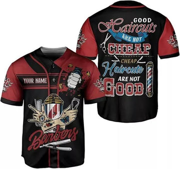 Custom Barber Shop Baseball Jersey Custom Name Shirt 3D Scis