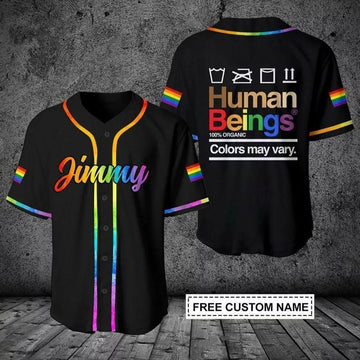 Lgbt Human Beings Color May Vary Custom Name Baseball Jersey Shirt 3d s 5xl Men