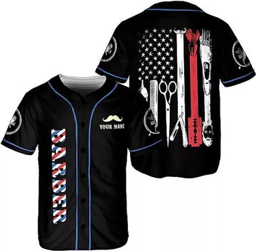 Custom Personalized Barber Shop Baseball Jersey, Hairdresser Baseball Jersey Barber To