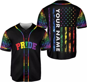 Custom Name LGBT Pride Baseball Jersey Pride Hand LGBT Flag Jersey, Rainbow Les