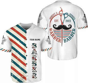 Personalized Barber Shop Baseball Jersey Custom Name Shirt 3D for Men Women Scis