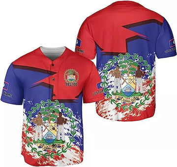 Custom Belize Baseball Jersey Shirt, Belizean Flag Jersey Belizean Pride